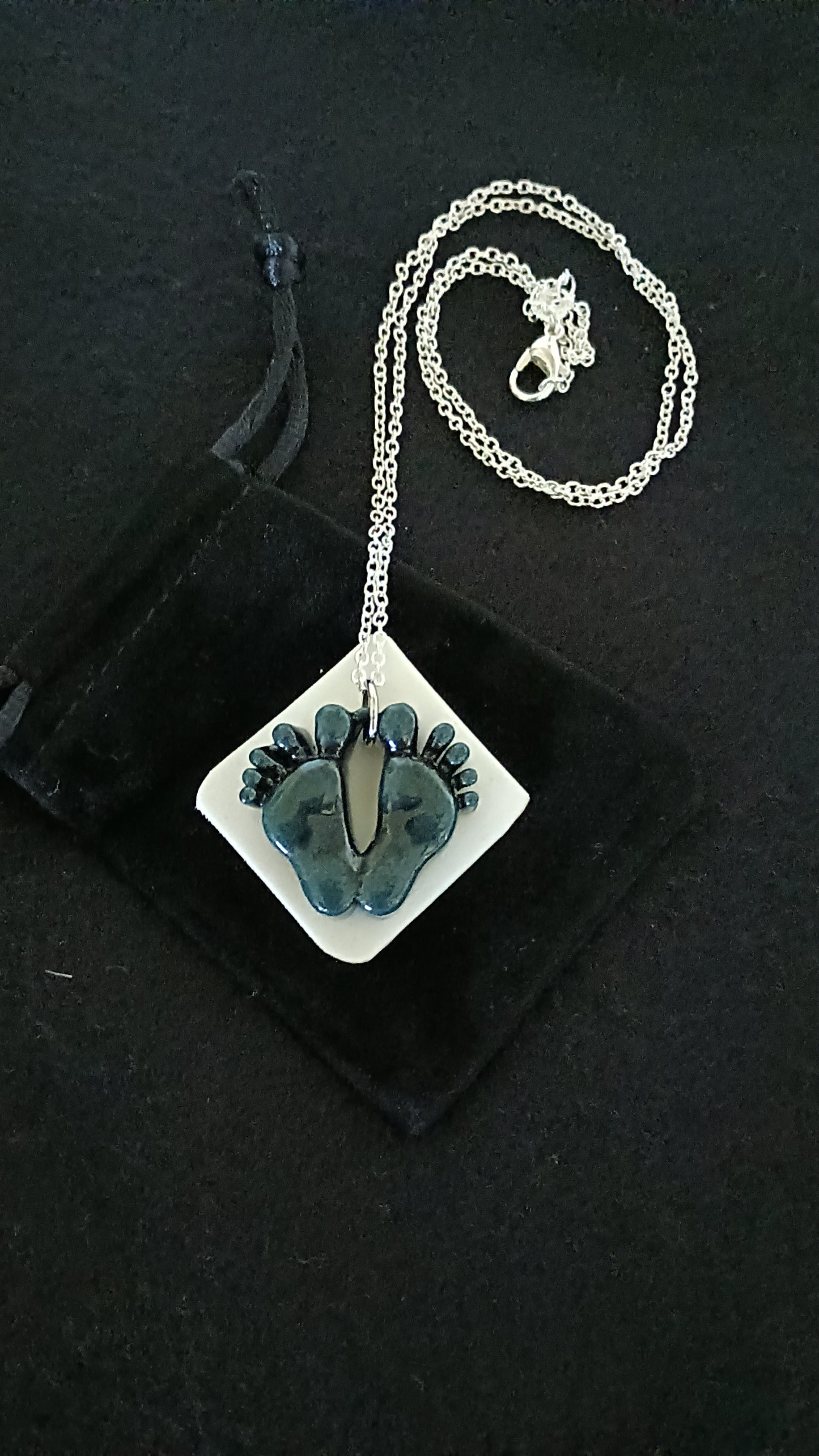 Cast Glass Aventurine Blue Pendant