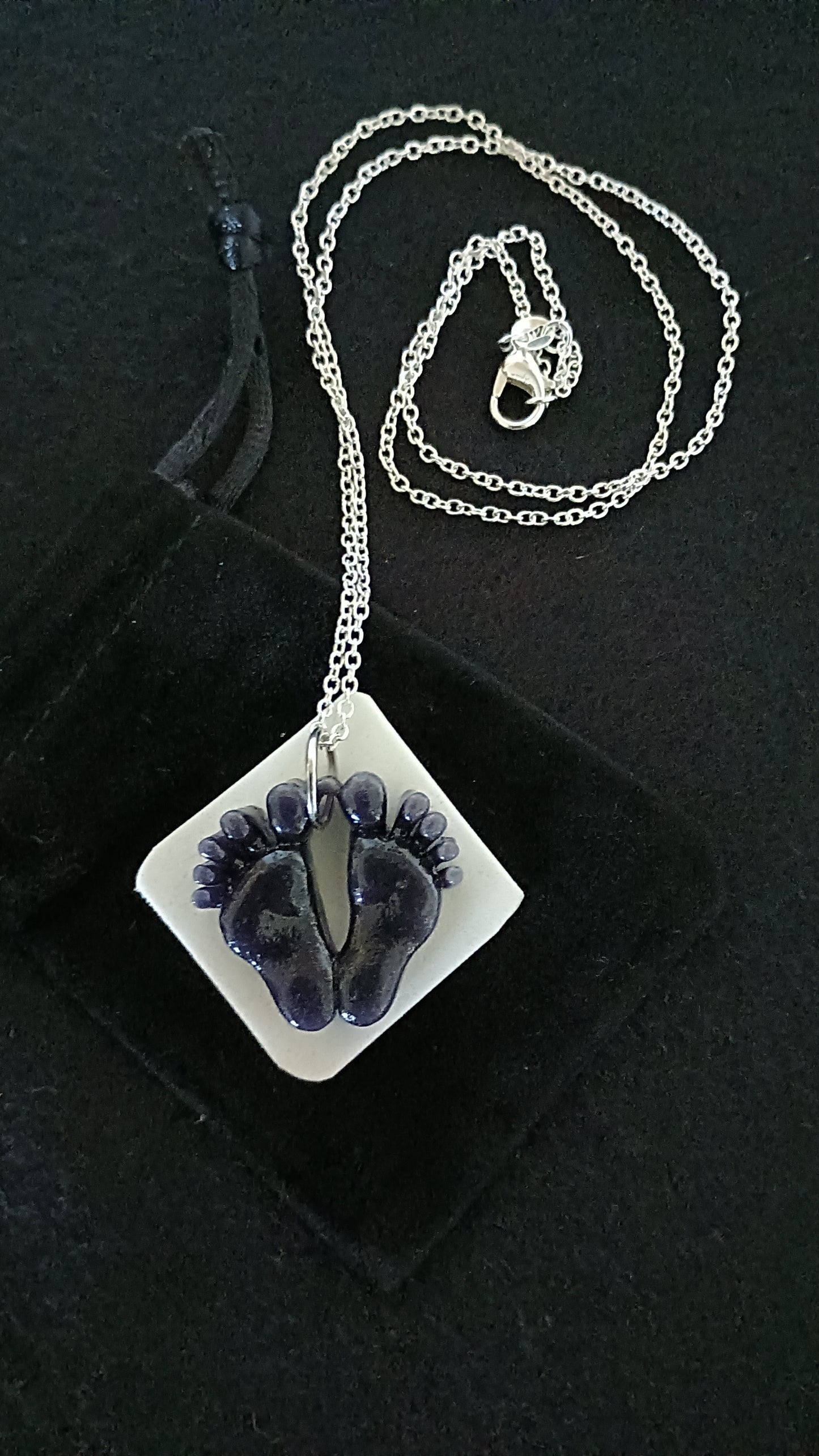 Cast Glass Deep Purple Pendant