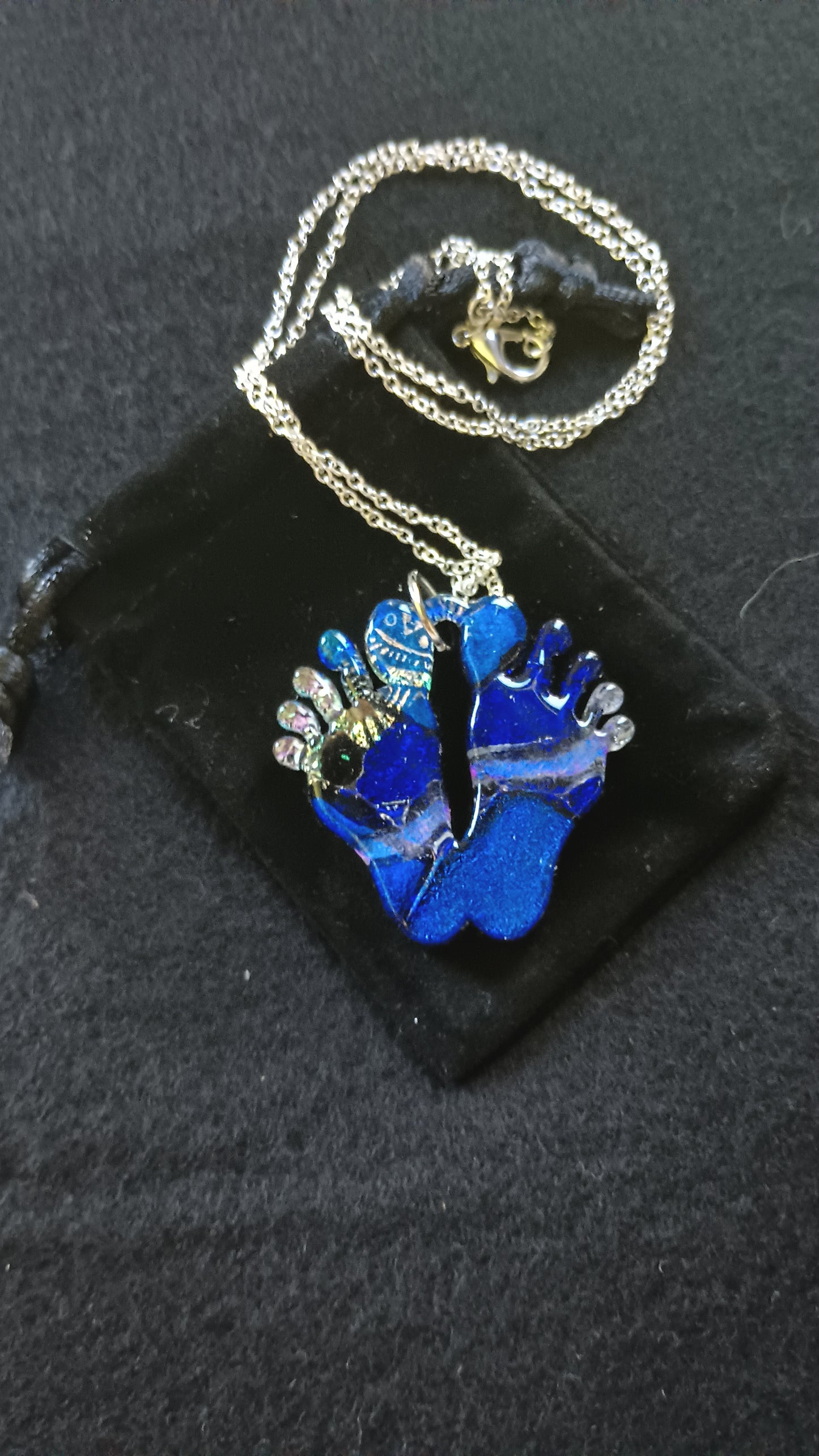 Dichroic Glass Feet Pendant