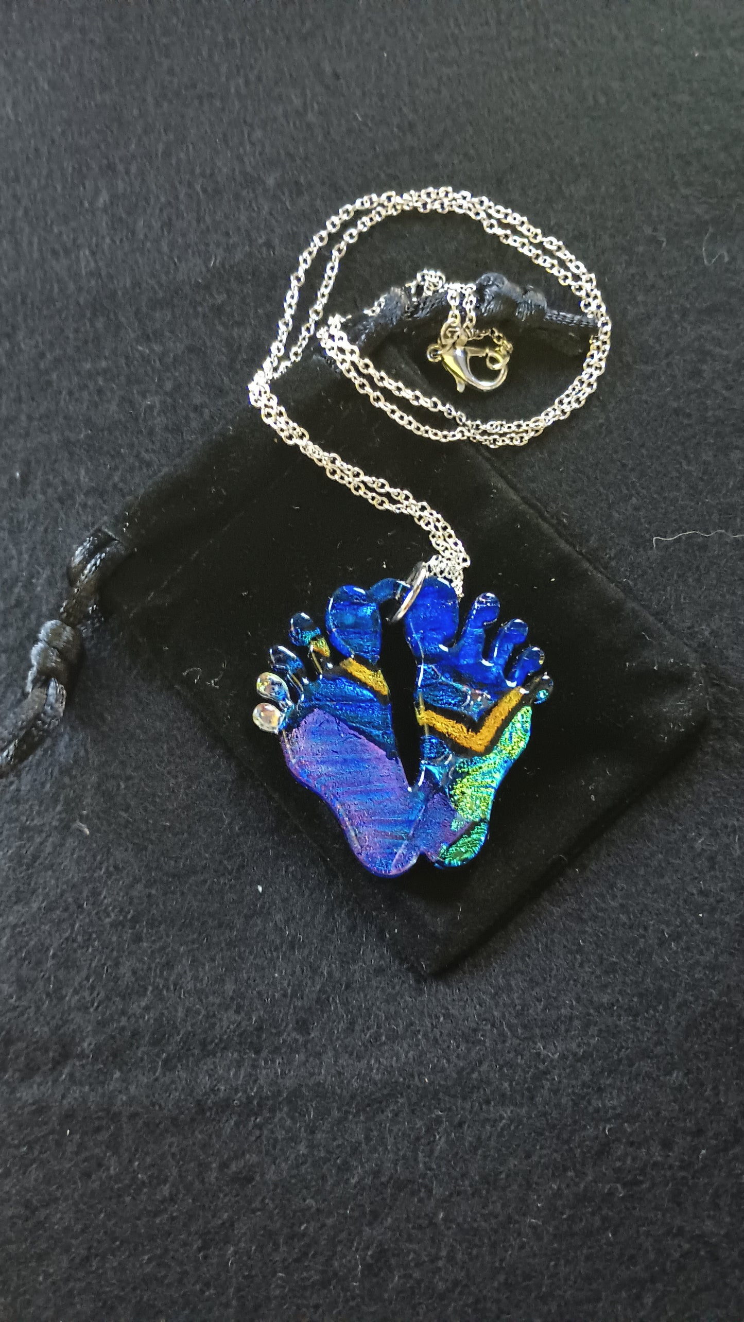 Dichroic Glass Feet Pendant
