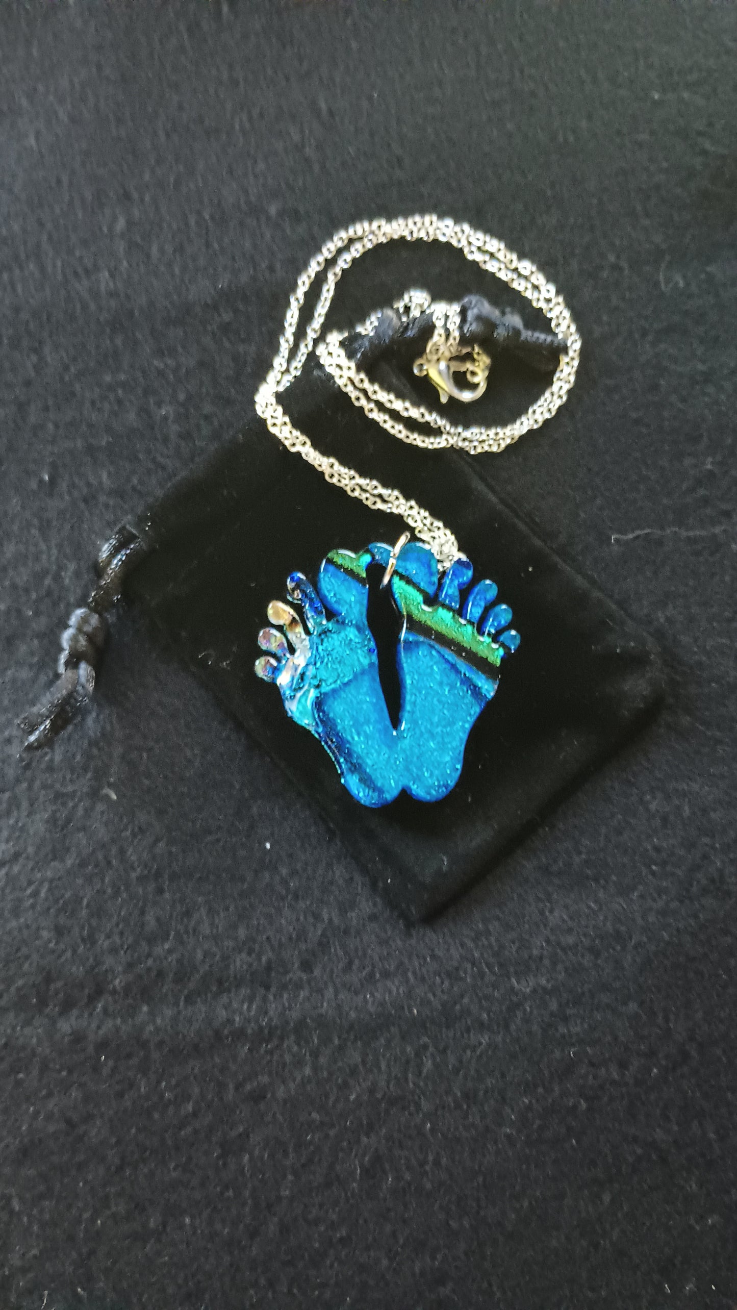 Dichroic Glass Feet Pendant