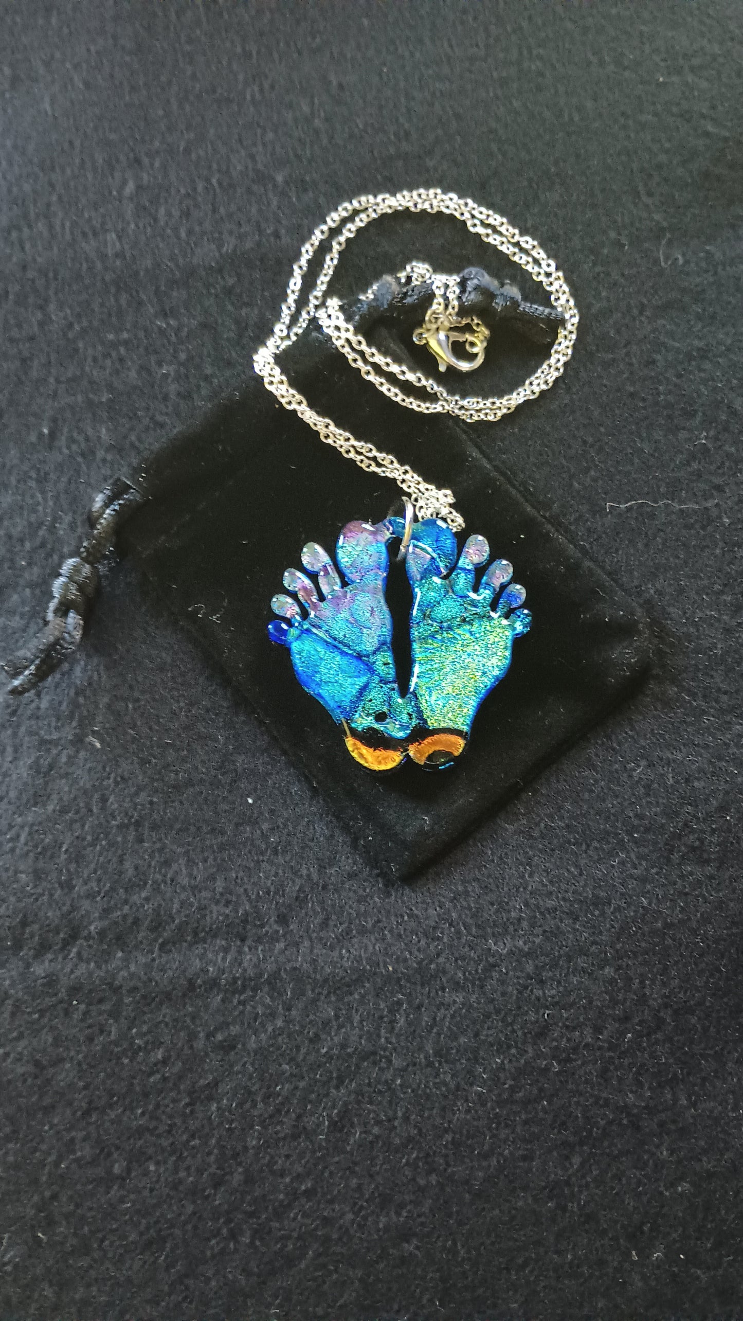 Dichroic Glass Feet Pendant