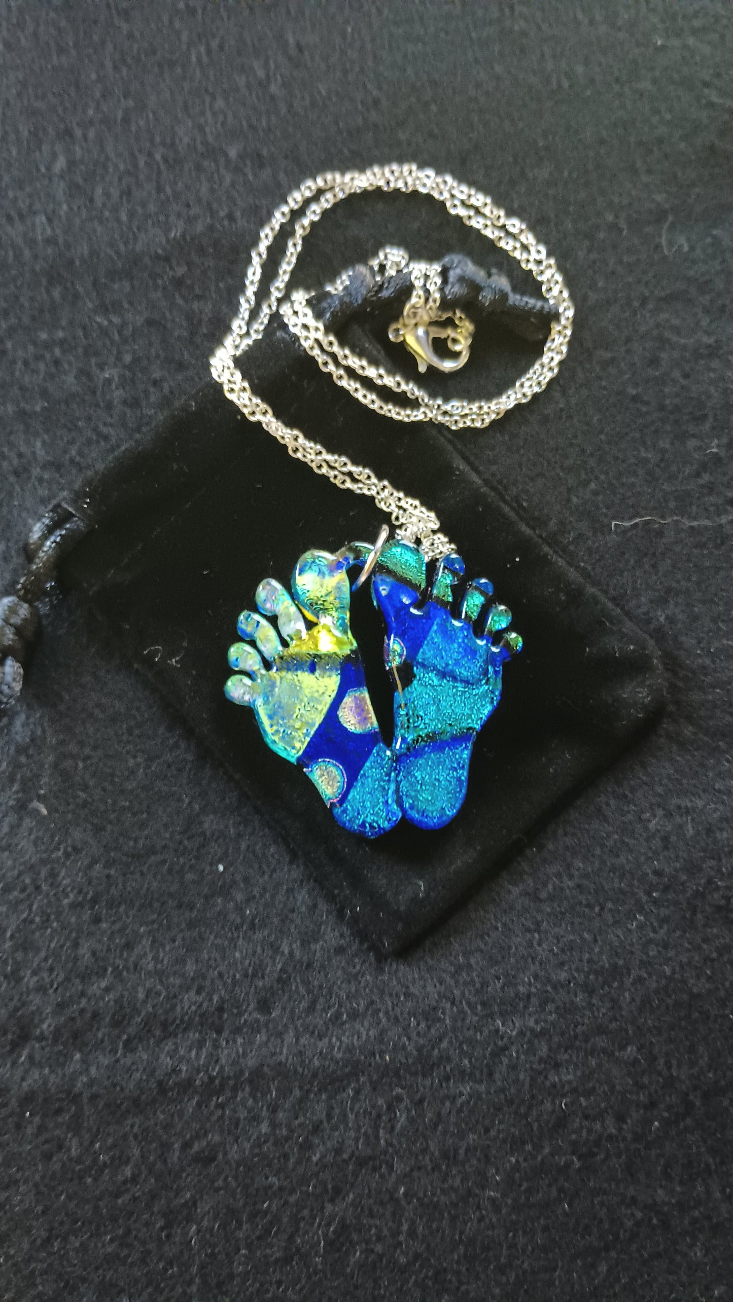 Dichroic Glass Feet Pendant