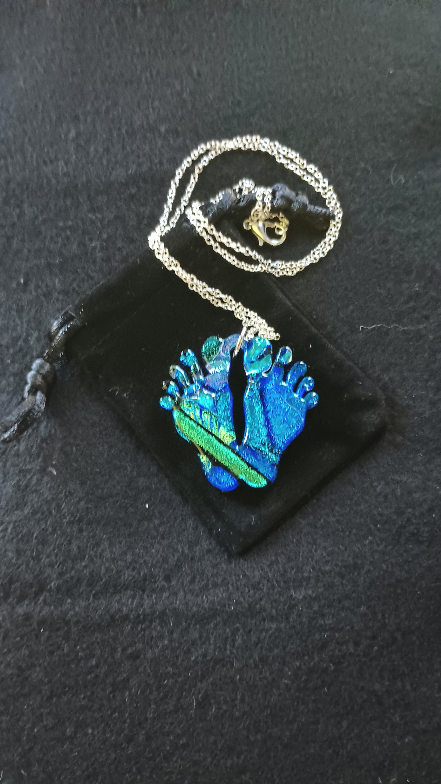 Dichroic Glass Feet Pendant