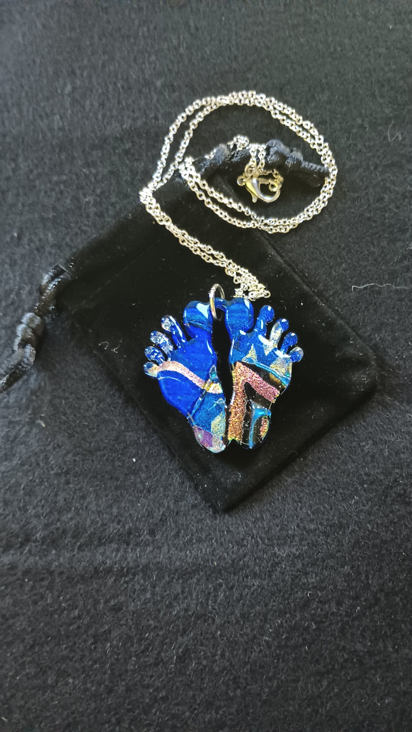 Dichroic Glass Feet Pendant