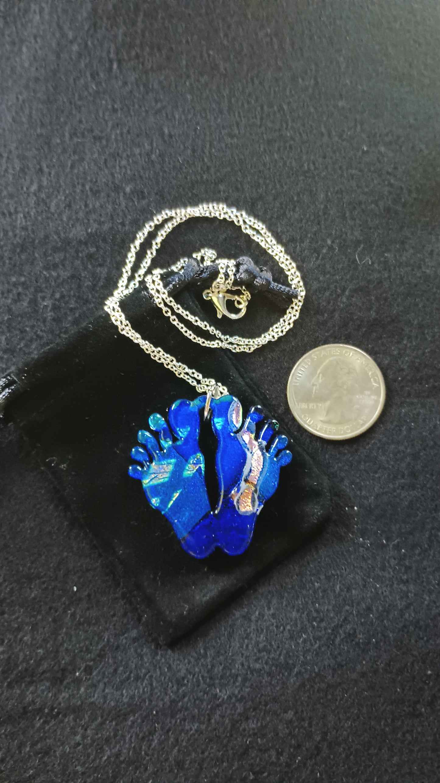 Dichroic Glass Feet Pendant