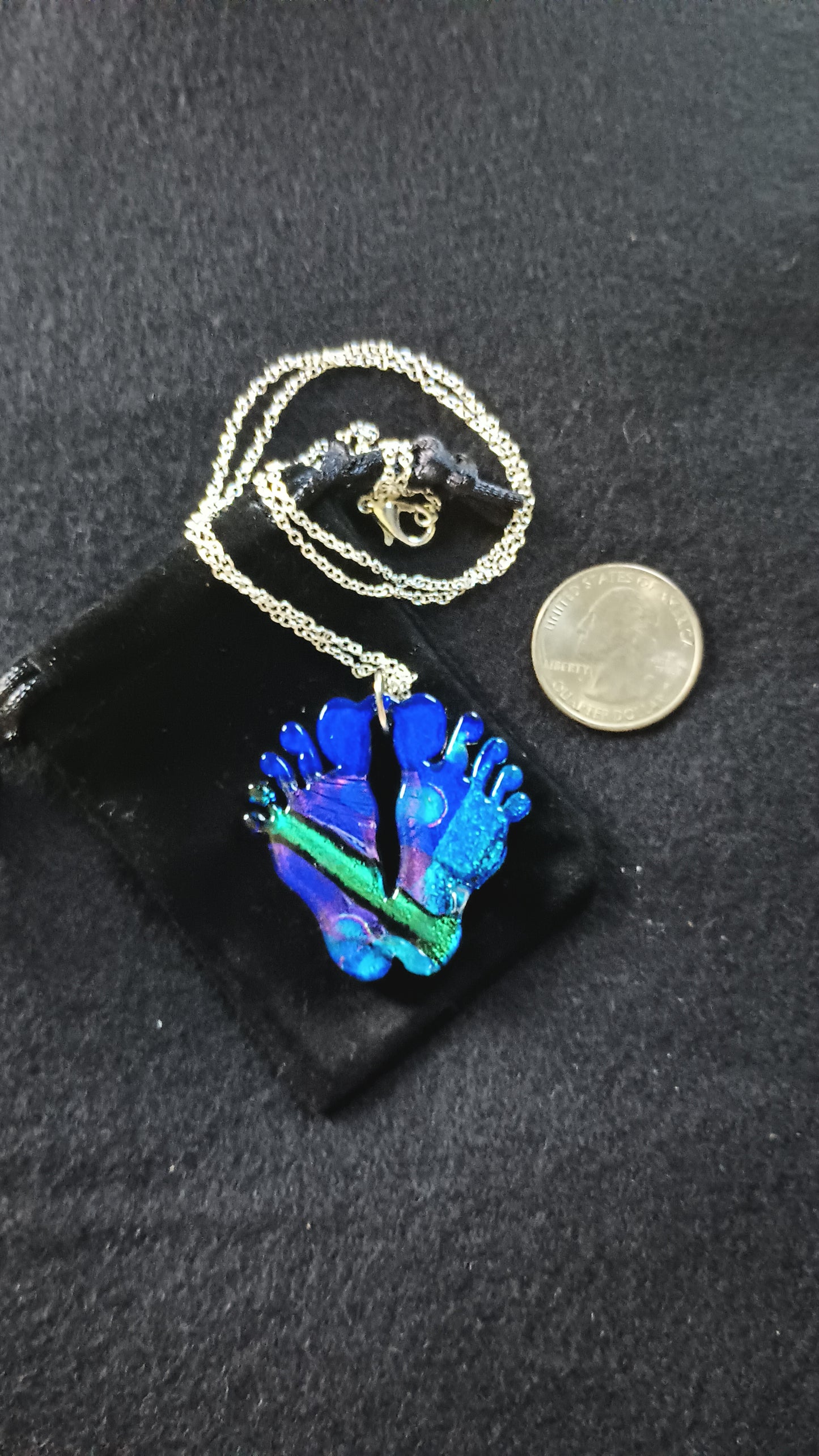 Dichroic Glass Feet Pendant
