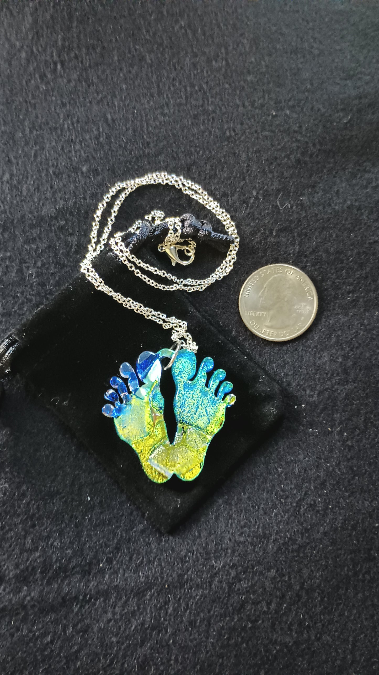 Dichroic Glass Feet Pendant