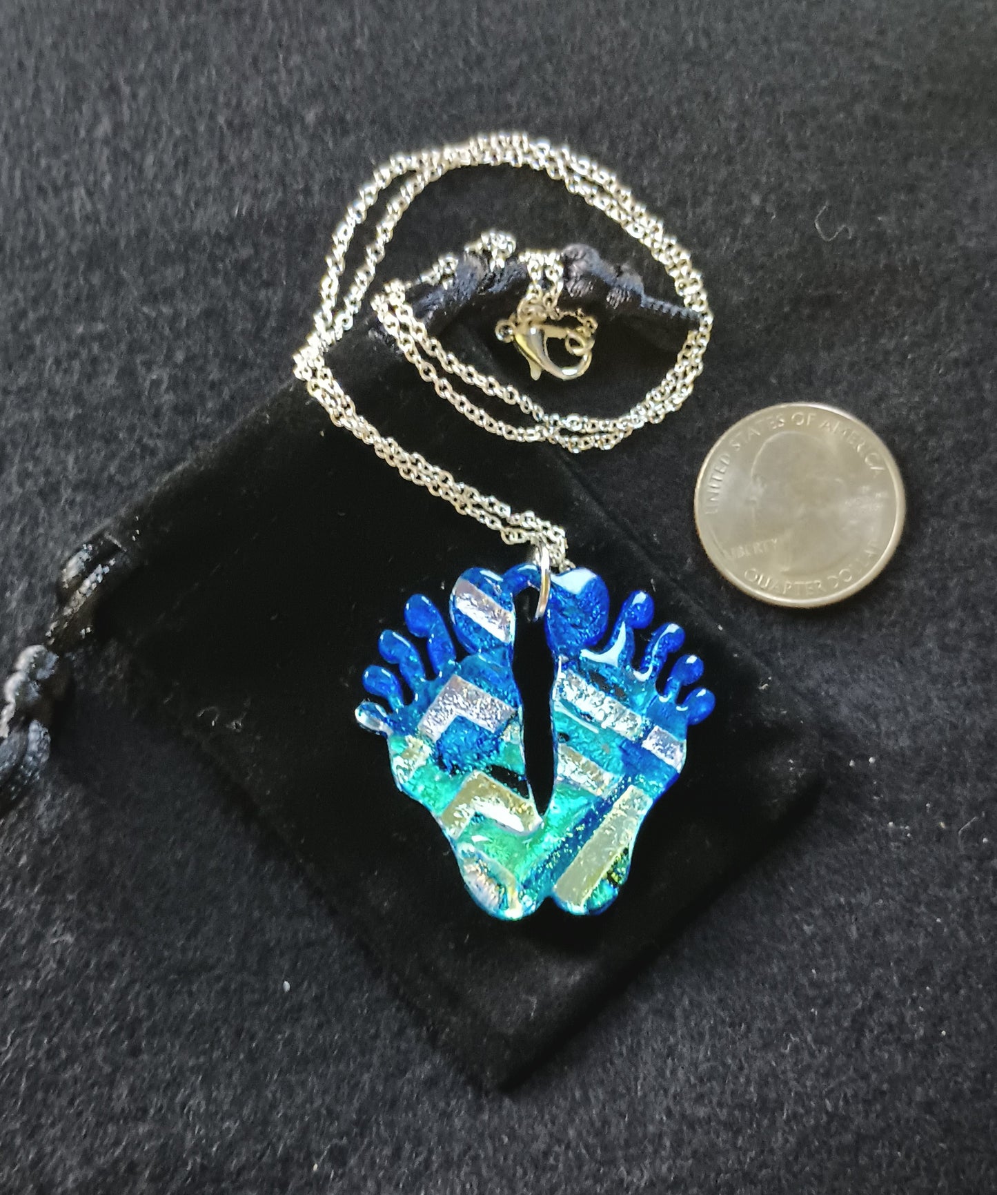 Dichroic Glass Feet Pendant
