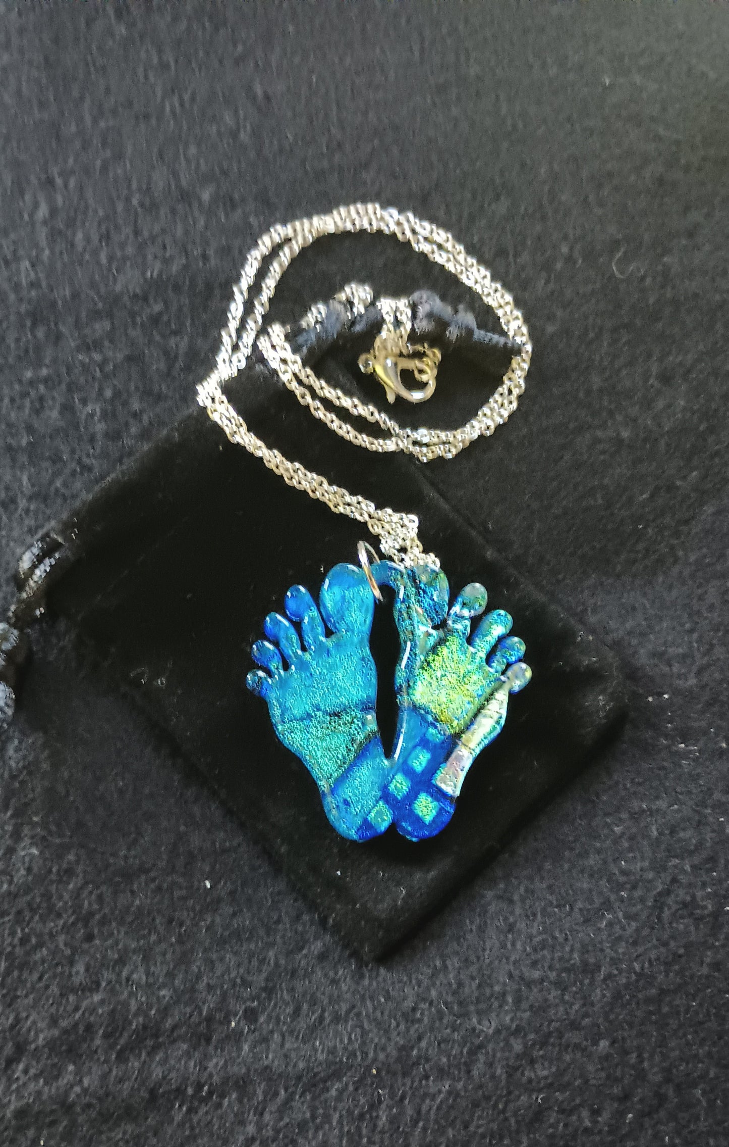 Dichroic Glass Feet Pendant