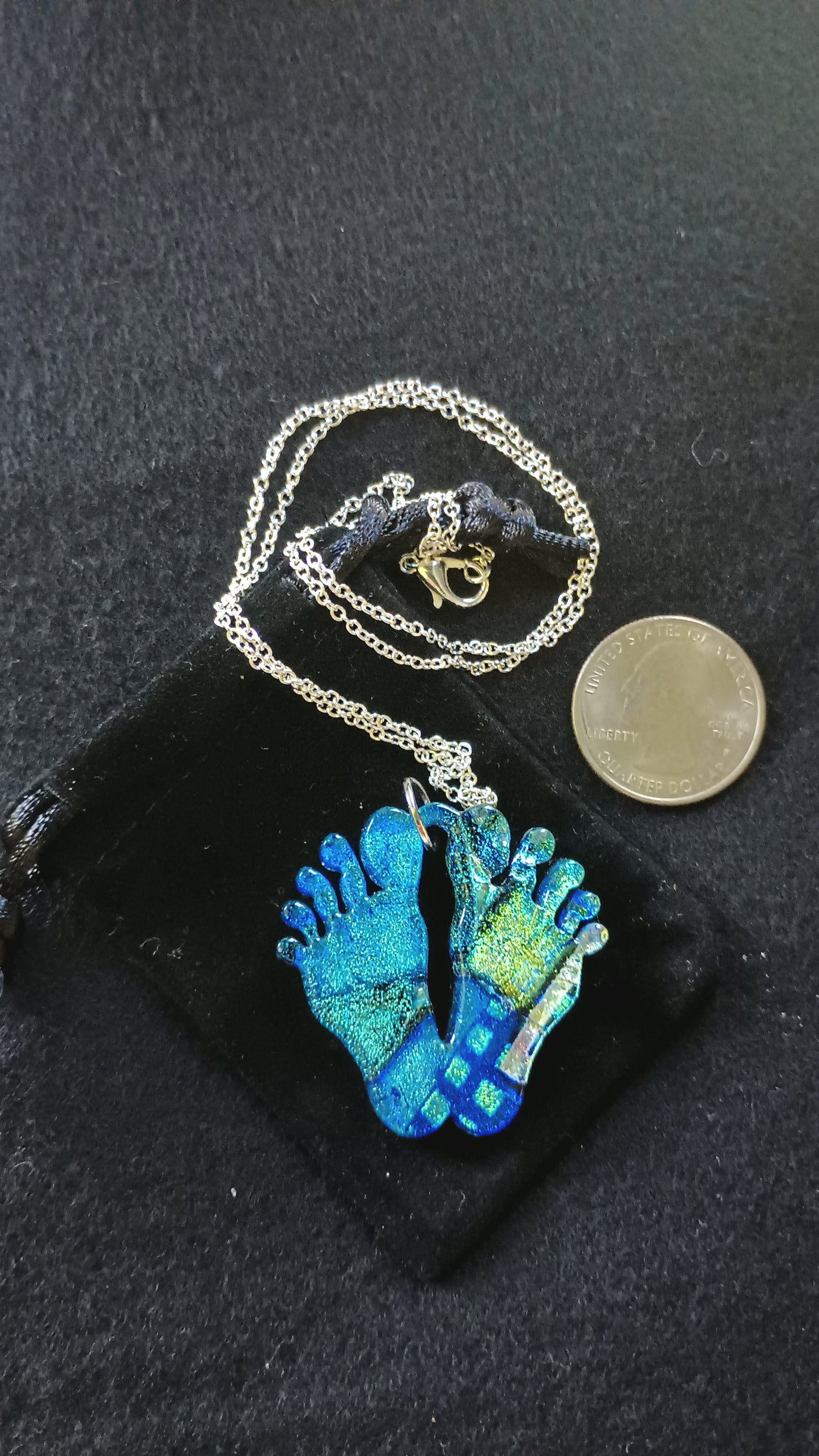 Dichroic Glass Feet Pendant