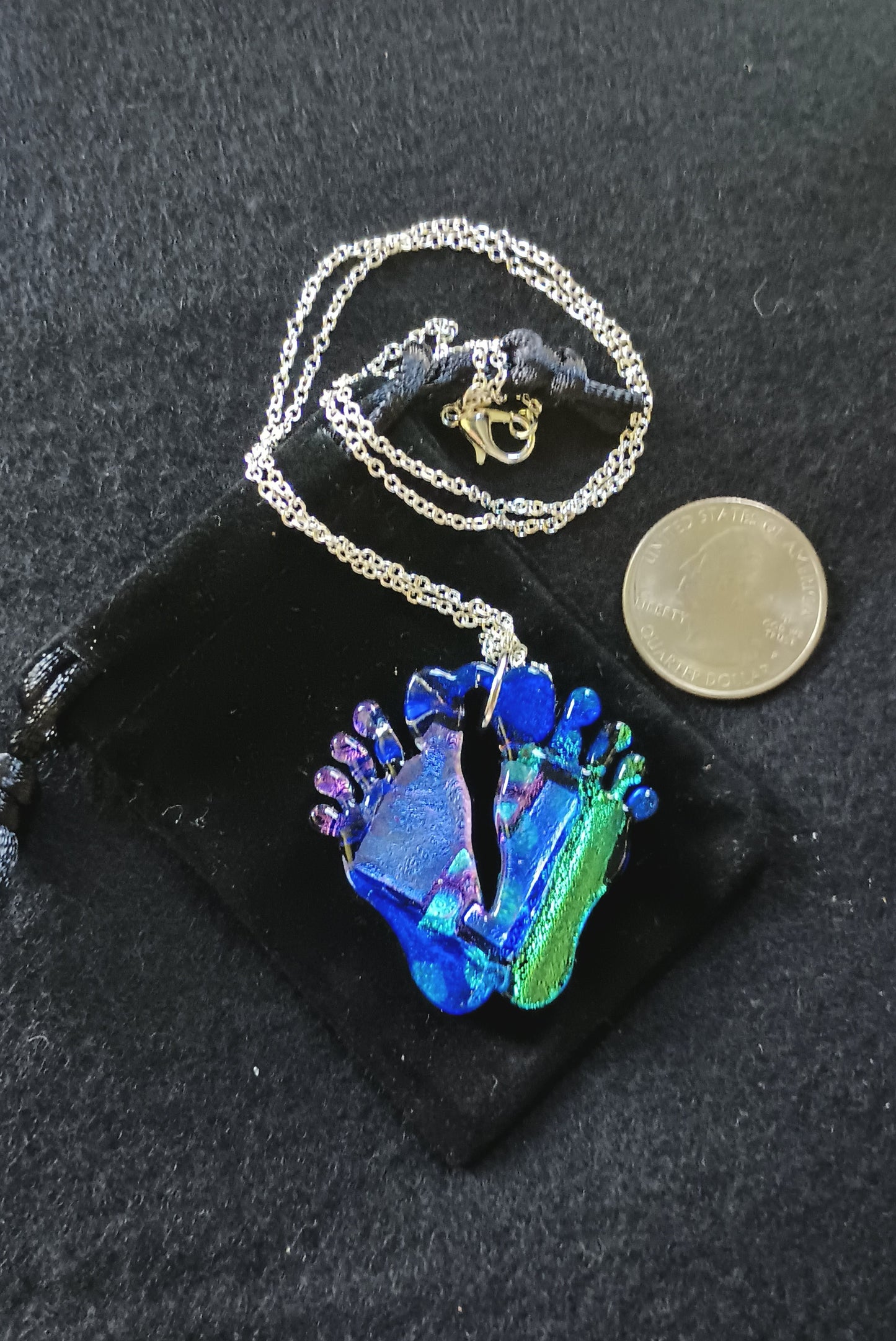 Dichroic Glass Feet Pendant