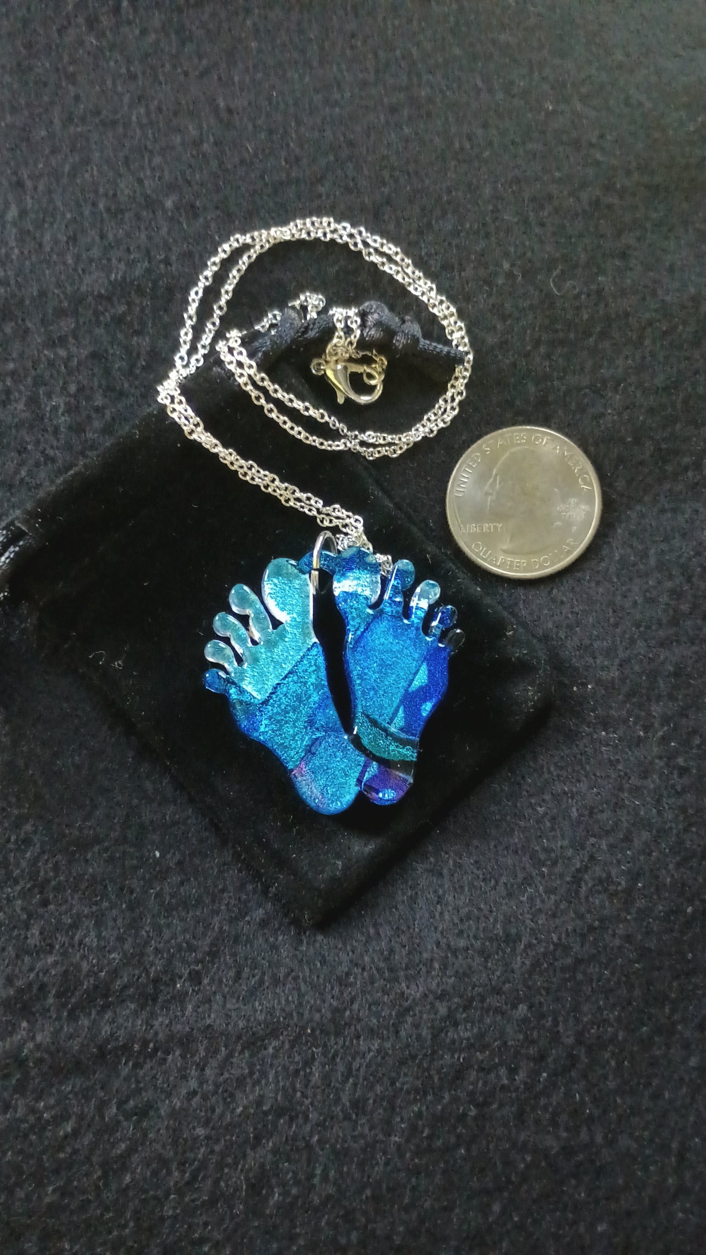 Dichroic Glass Feet Pendant